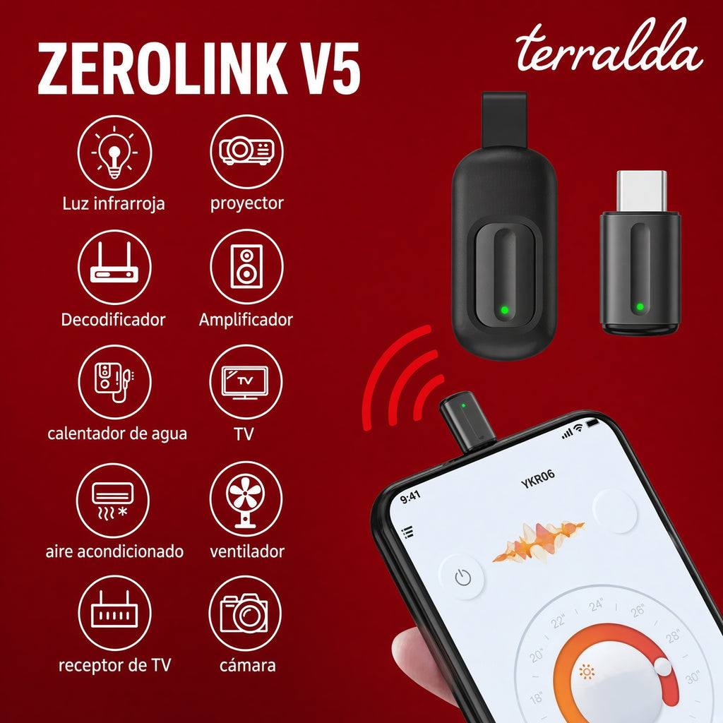 Zerolink v5 Terralda. Emisor infrarrojo para el móvil. Mando universal USB-C.