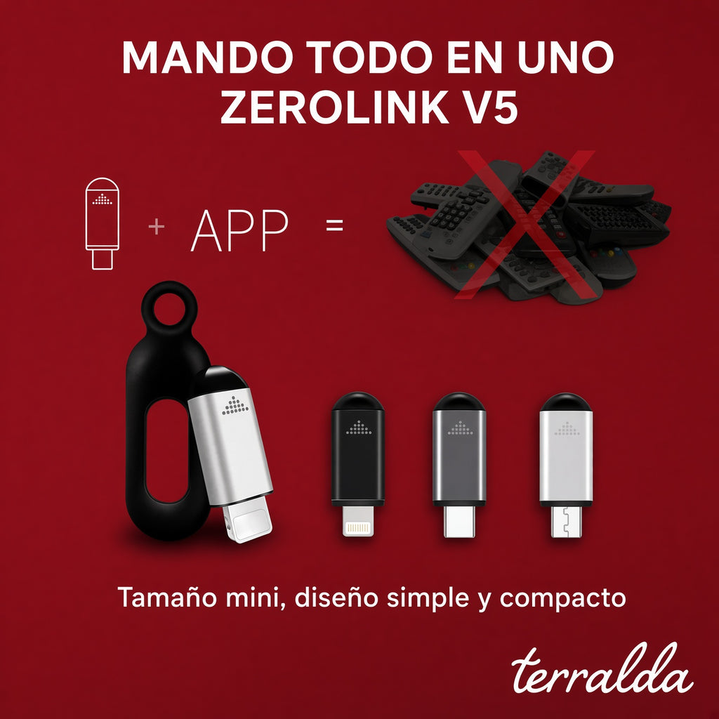 Zerolink v5 Terralda. Emisor infrarrojo para el móvil. Mando universal USB-C.