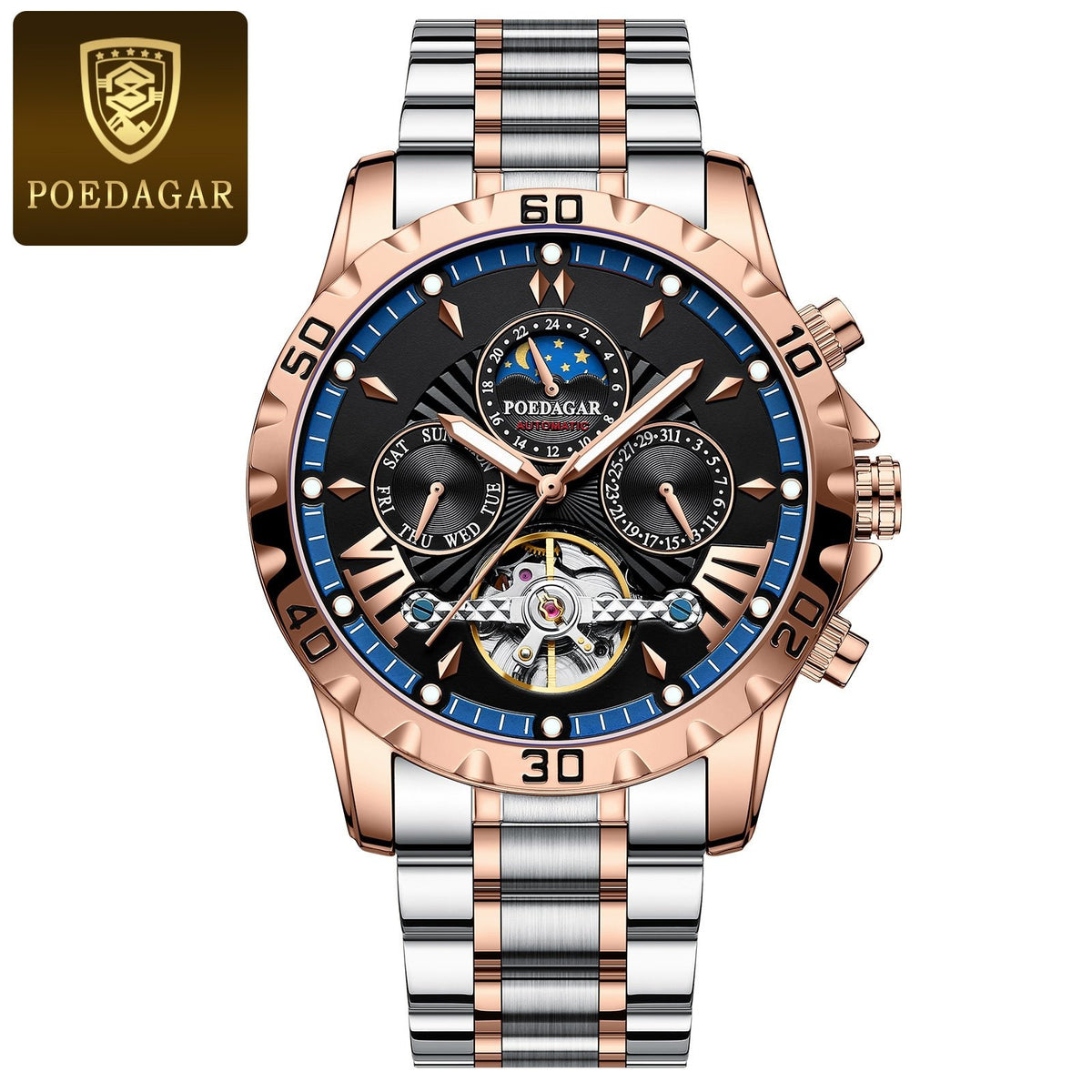 Reloj Poedagar 1410 - Rose gold black blue