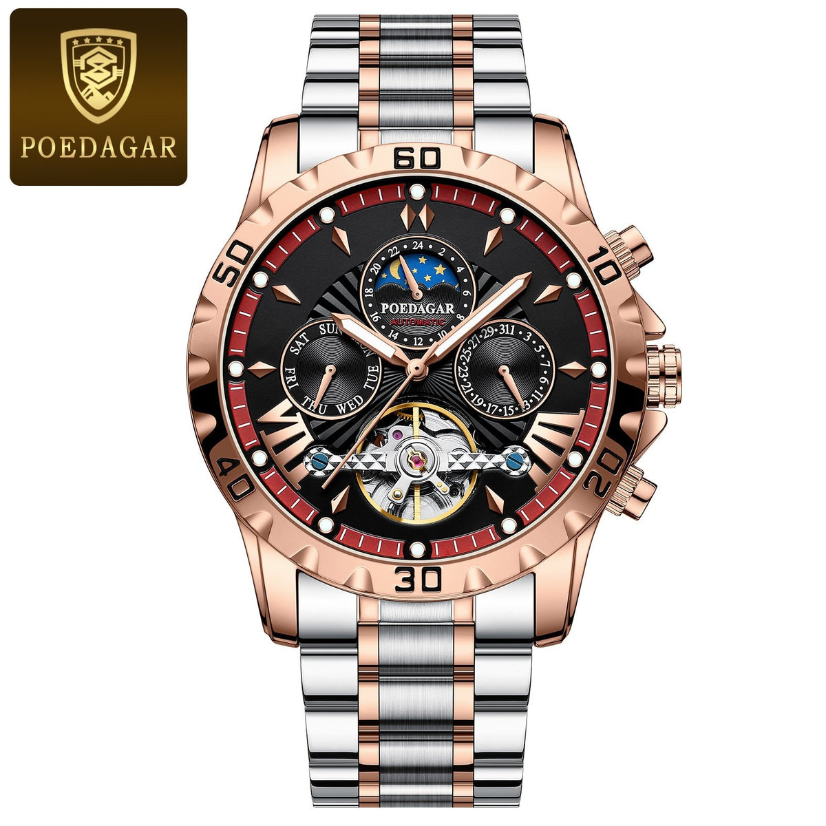 Reloj Poedagar 1410 - Rose gold black red
