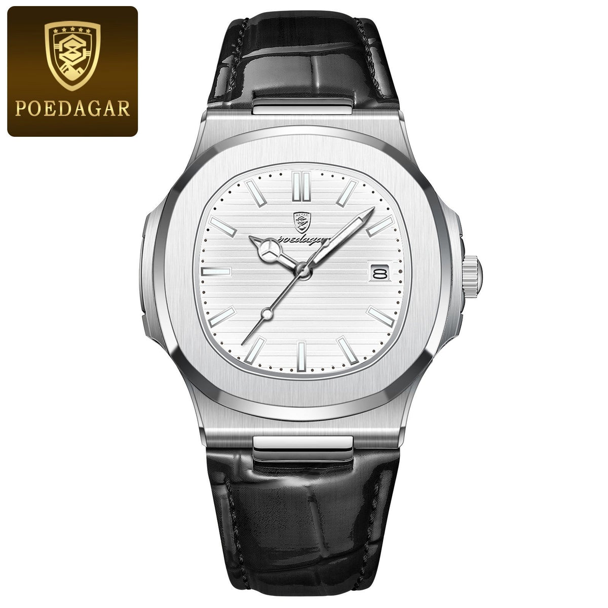 Reloj Poedagar 613 piel - Plata/blanca