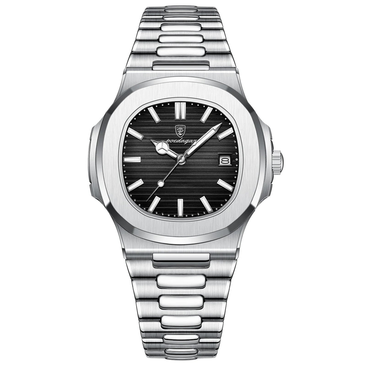 Reloj Poedagar 613 acero - Plata/negra
