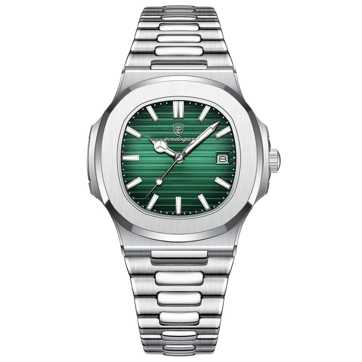 Reloj Poedagar 613 acero - Plata/verde