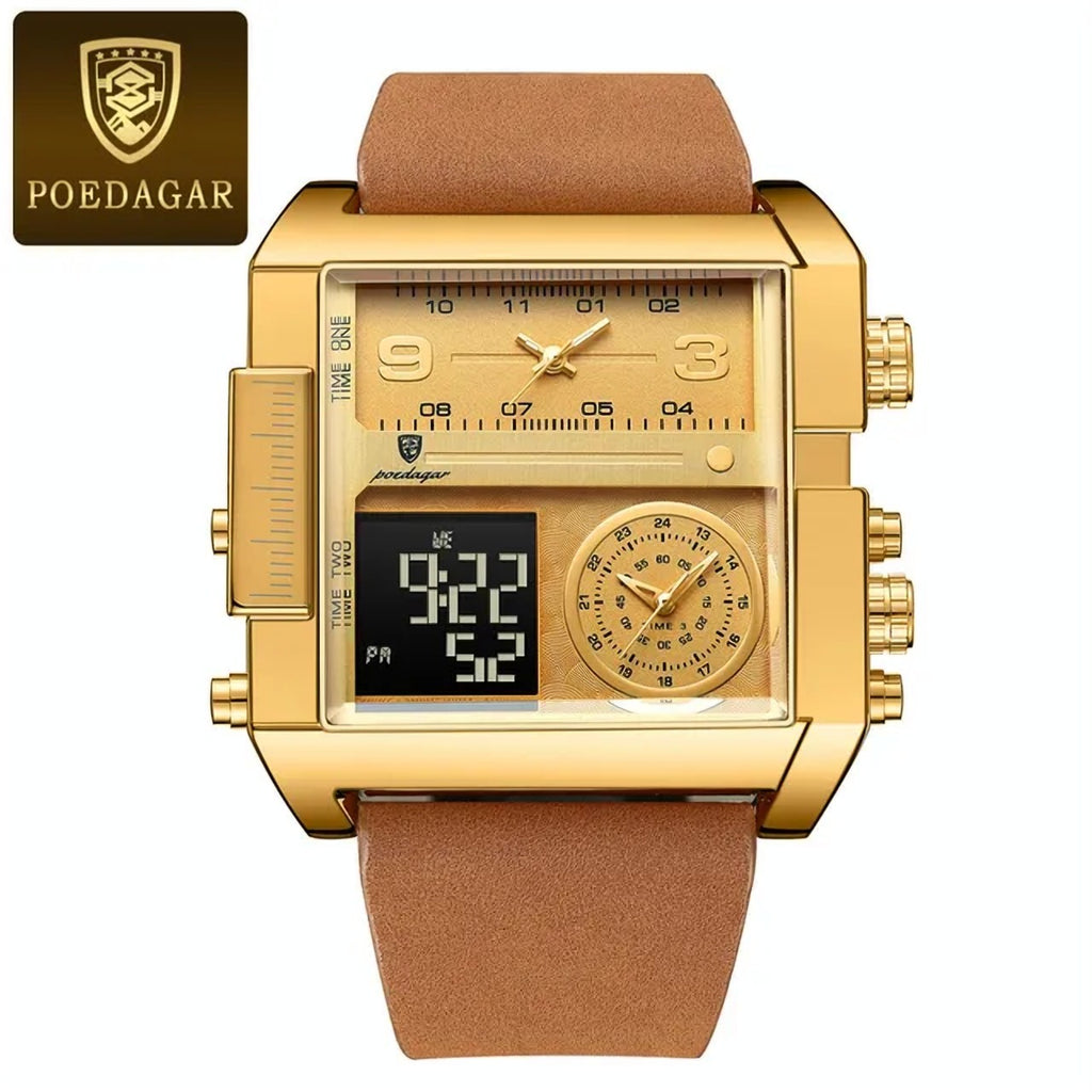 Reloj Poedagar 997 - Caja dorada/Correa marrón