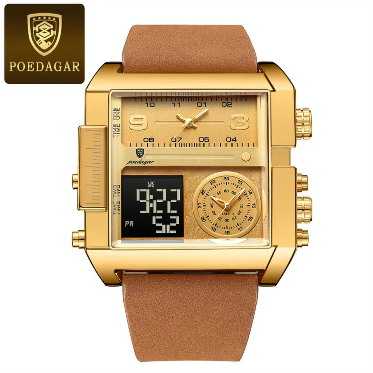Reloj Poedagar 997 - Caja dorada/Correa marrón