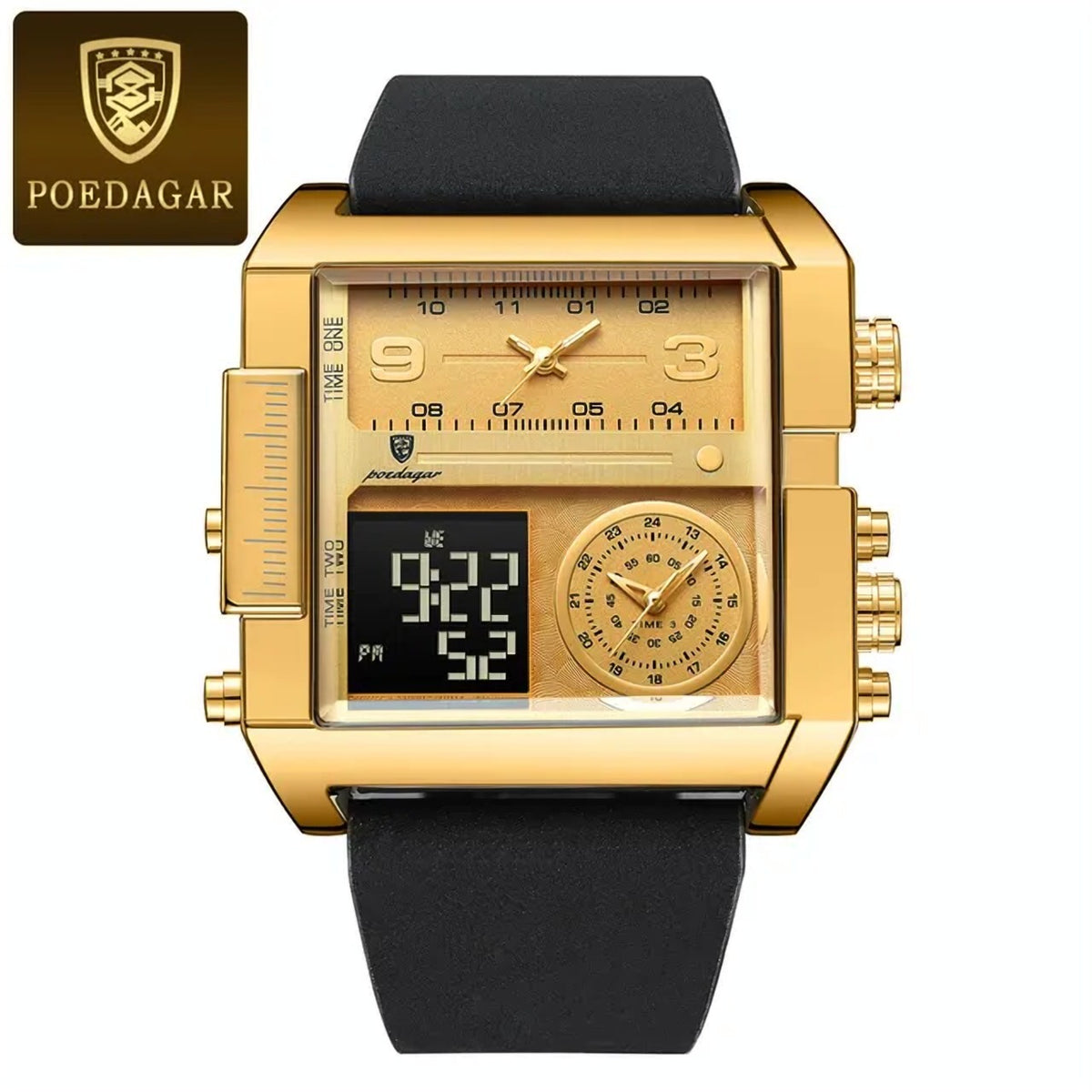 Reloj Poedagar 997 - Caja dorada/Correa negra