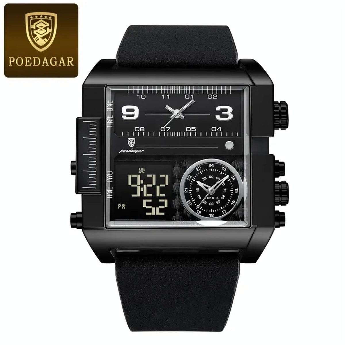 Reloj Poedagar 997 - Caja negra/Correa negra