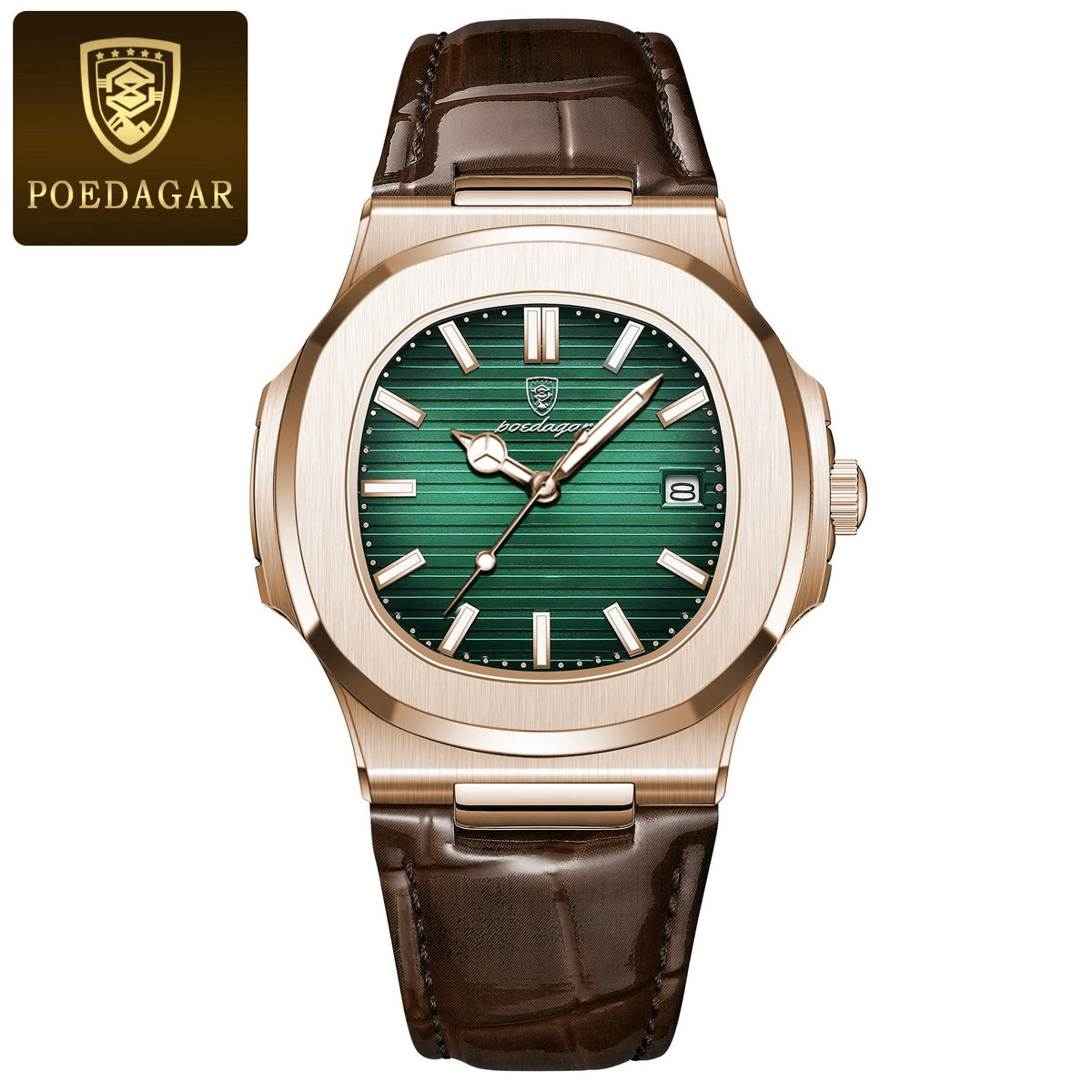Reloj Poedagar 613 piel oro rosa - Emerald