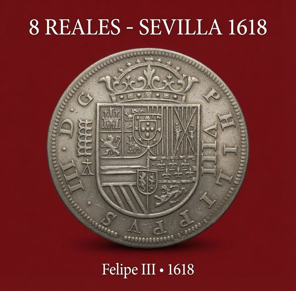 8 Reales Felip III 1618 Sevilla – Moneda Històrica Espanyola