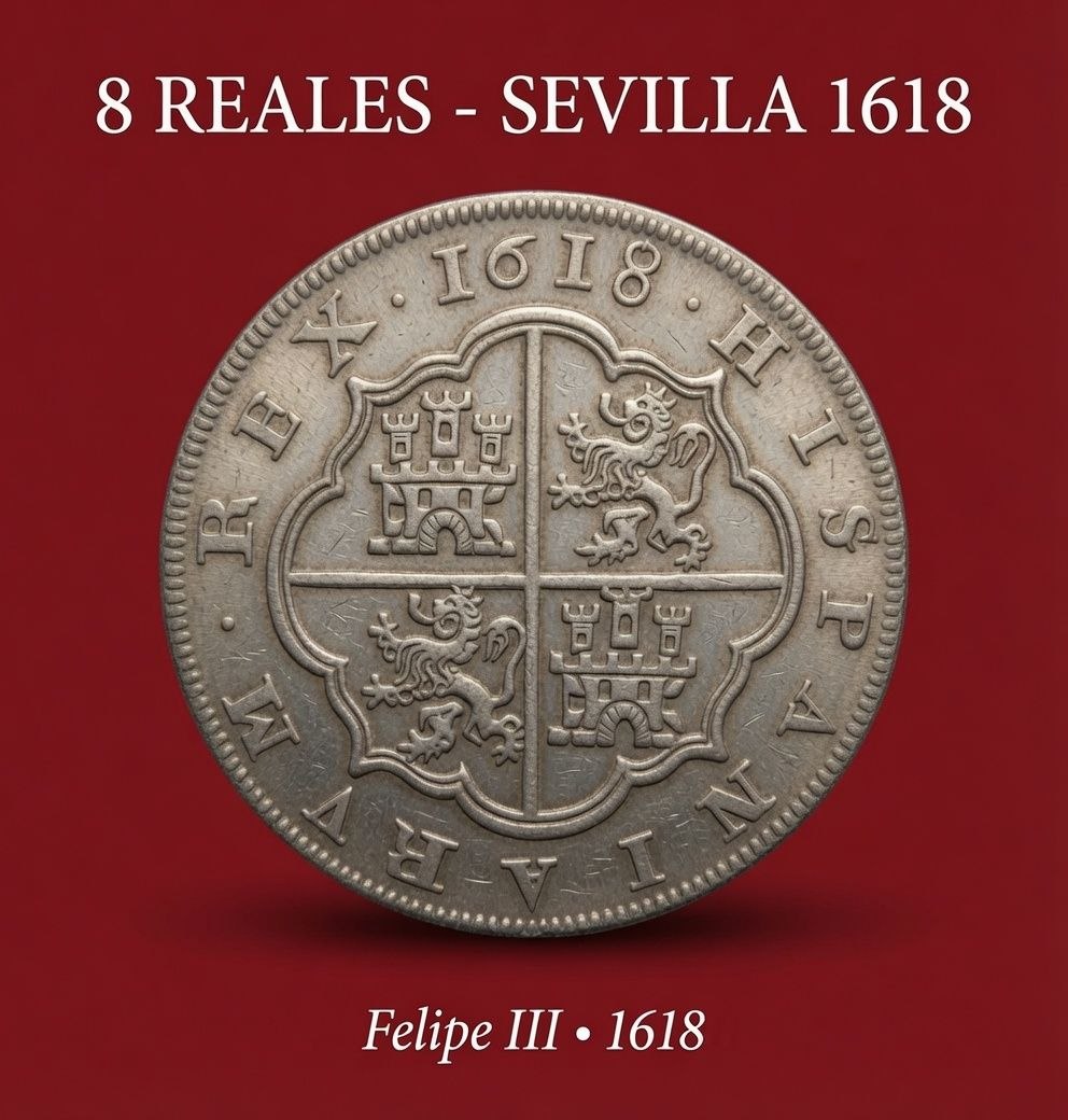 8 Reales Felip III 1618 Sevilla – Moneda Històrica Espanyola