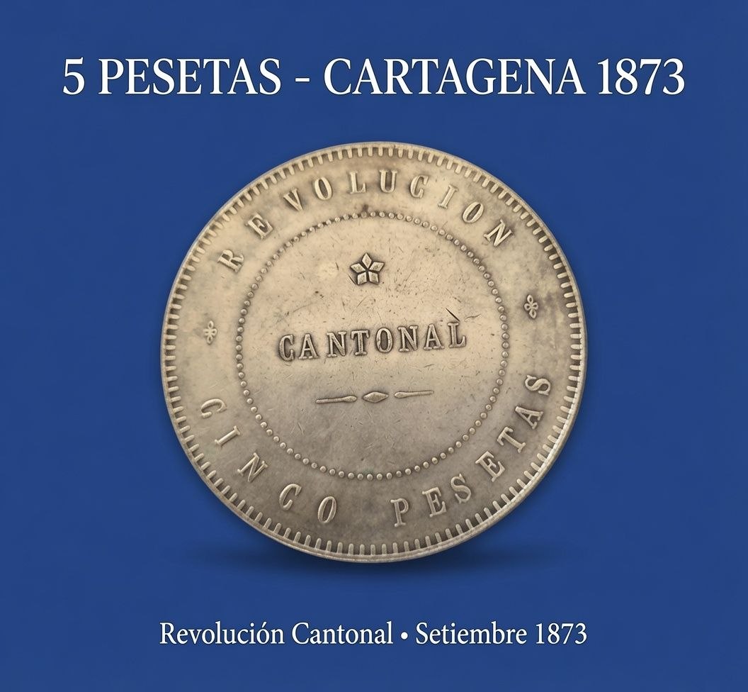 Moneda 5 Pesetas Cartagena 1873 – Revolución Cantonal | Sitiada por los Centralistas